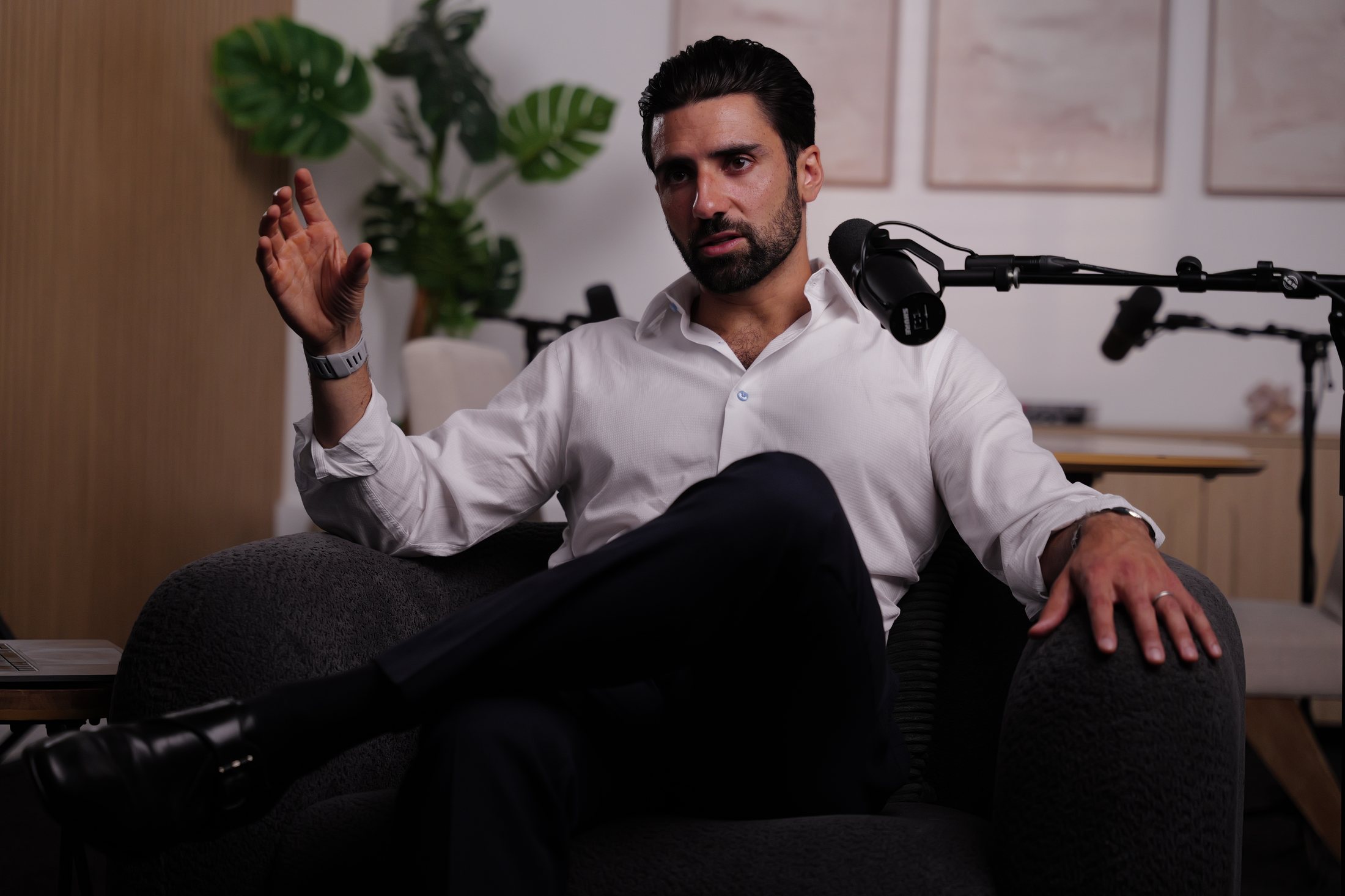 Jonathan Z. Cohen seated in the studio during the filming of the Mental Fitness Masterclass